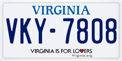 VA license plate VKY7808
