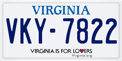 VA license plate VKY7822
