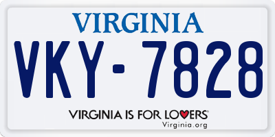 VA license plate VKY7828