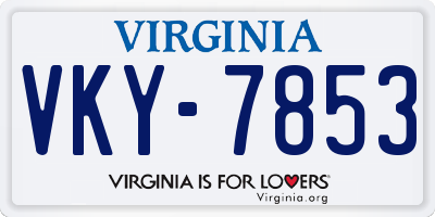 VA license plate VKY7853