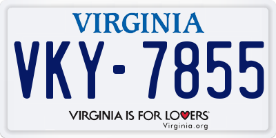 VA license plate VKY7855