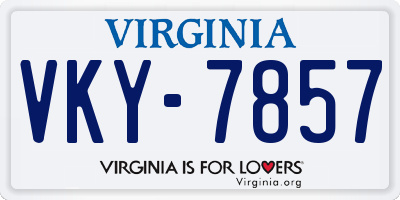 VA license plate VKY7857