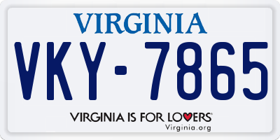 VA license plate VKY7865