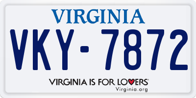 VA license plate VKY7872
