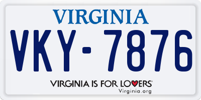 VA license plate VKY7876