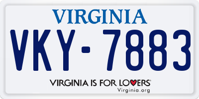 VA license plate VKY7883