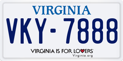 VA license plate VKY7888
