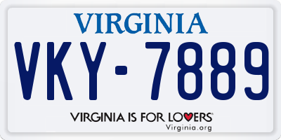 VA license plate VKY7889