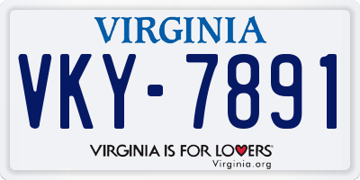 VA license plate VKY7891