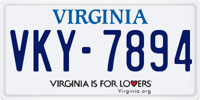 VA license plate VKY7894