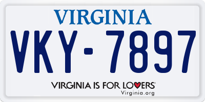 VA license plate VKY7897
