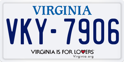 VA license plate VKY7906