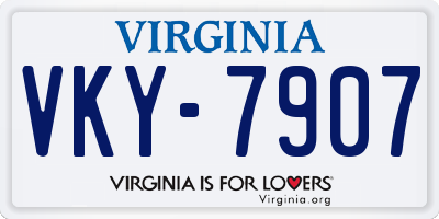 VA license plate VKY7907