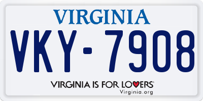 VA license plate VKY7908