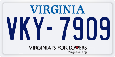VA license plate VKY7909