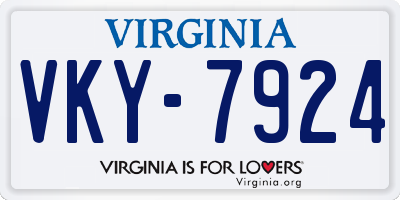 VA license plate VKY7924