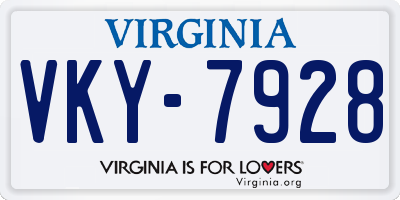 VA license plate VKY7928