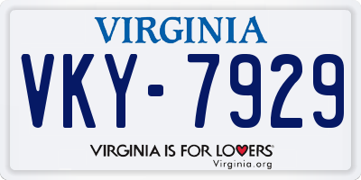 VA license plate VKY7929