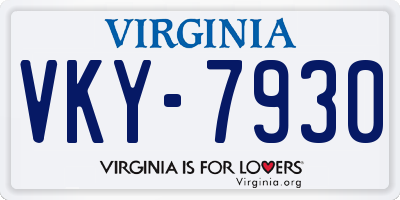 VA license plate VKY7930