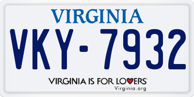 VA license plate VKY7932