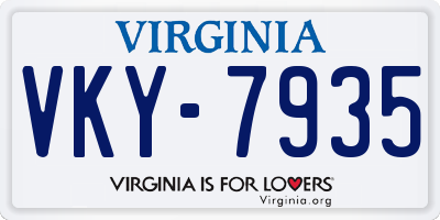 VA license plate VKY7935