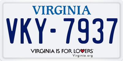 VA license plate VKY7937