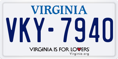 VA license plate VKY7940