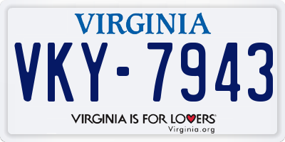 VA license plate VKY7943