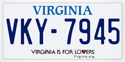 VA license plate VKY7945