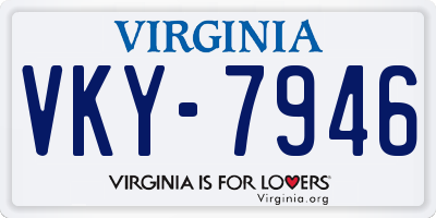 VA license plate VKY7946