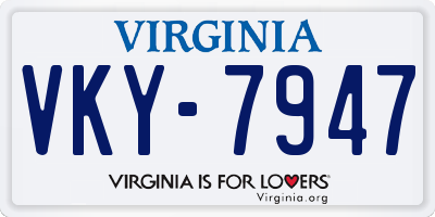 VA license plate VKY7947