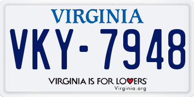 VA license plate VKY7948