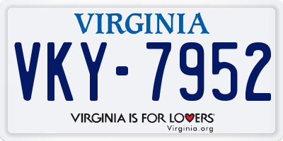 VA license plate VKY7952