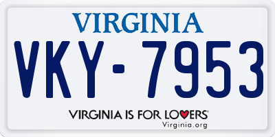VA license plate VKY7953