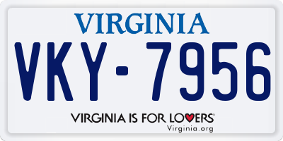 VA license plate VKY7956