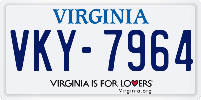VA license plate VKY7964