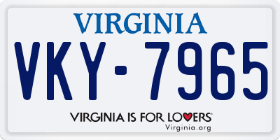 VA license plate VKY7965