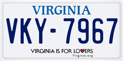 VA license plate VKY7967