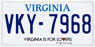 VA license plate VKY7968