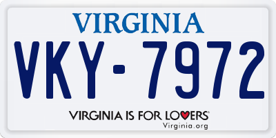 VA license plate VKY7972