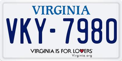 VA license plate VKY7980