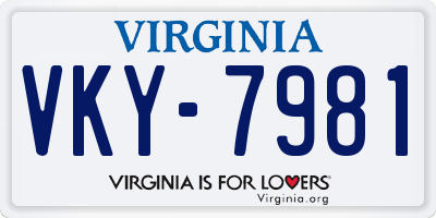 VA license plate VKY7981