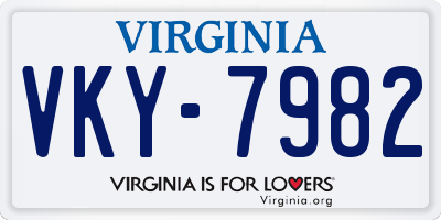 VA license plate VKY7982