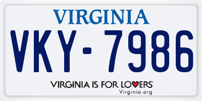 VA license plate VKY7986
