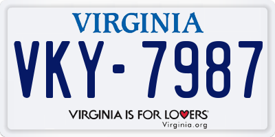 VA license plate VKY7987