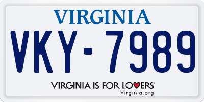 VA license plate VKY7989