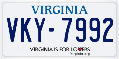 VA license plate VKY7992