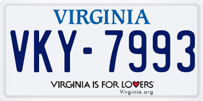 VA license plate VKY7993