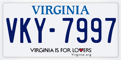 VA license plate VKY7997