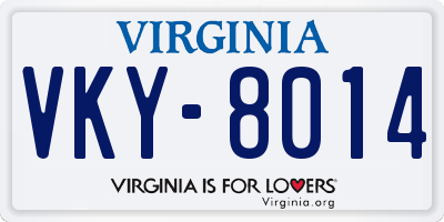 VA license plate VKY8014